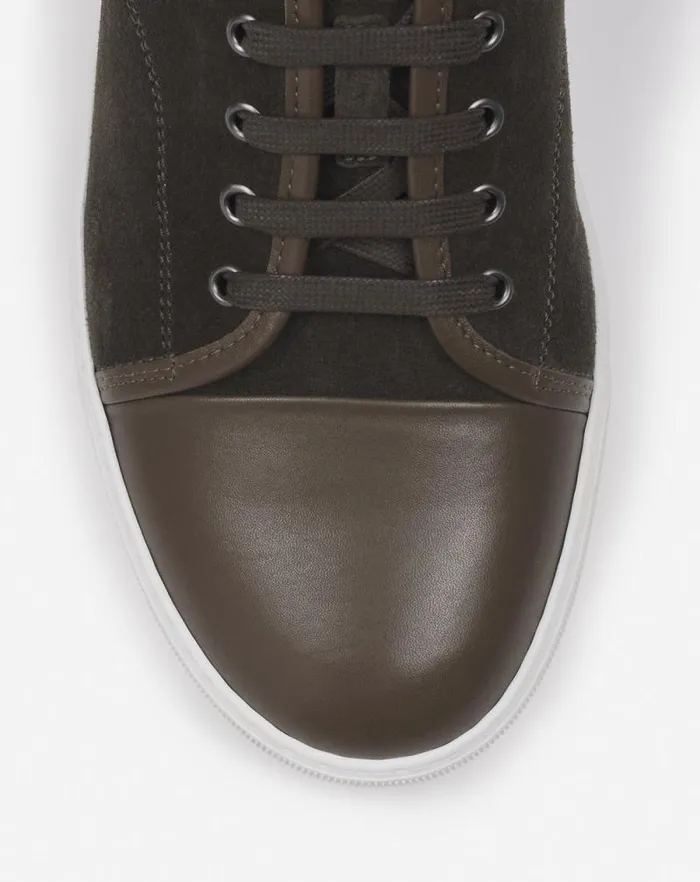 Men Lanvin Sneakers Dbb1 Leather And Suede Sneakers Khakiwhite Men Lanvin Sneakers Dbb1 Leather And Suede Sneakers Khakiwhite