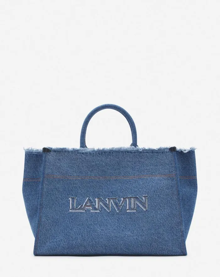 Men Lanvin Tote Bags Inandout Mm Tote Bag In Denim Denim Blue