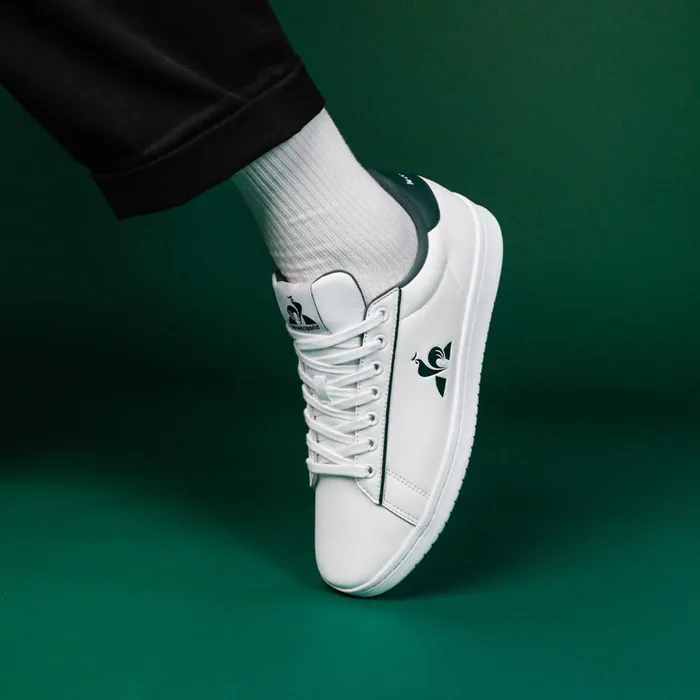 Men Le Coq Sportif Trainers And Sneakers Shoes LCS COURT CLEAN Optical White Trekking Green Men Le Coq Sportif Trainers And Sneakers Shoes LCS COURT CLEAN Optical White Trekking Green