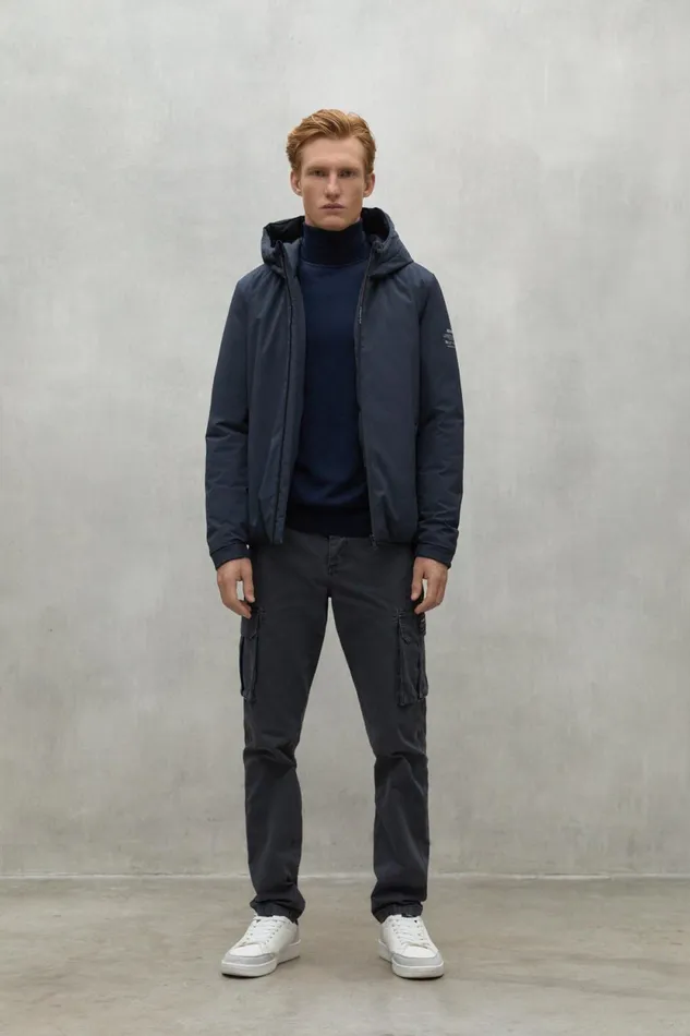 Men Navy Blue Cartes Jacket Ecoalf Coats And Jackets