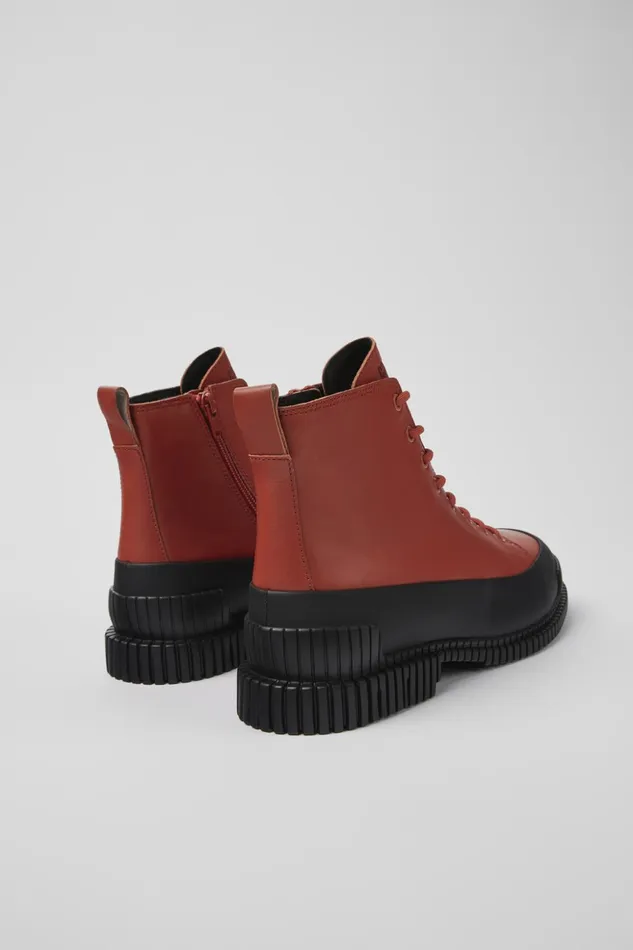 Men Pix Brown And Black Leather Laceup Boots Camper Ankle Boots Men Pix Brown And Black Leather Laceup Boots Camper Ankle Boots