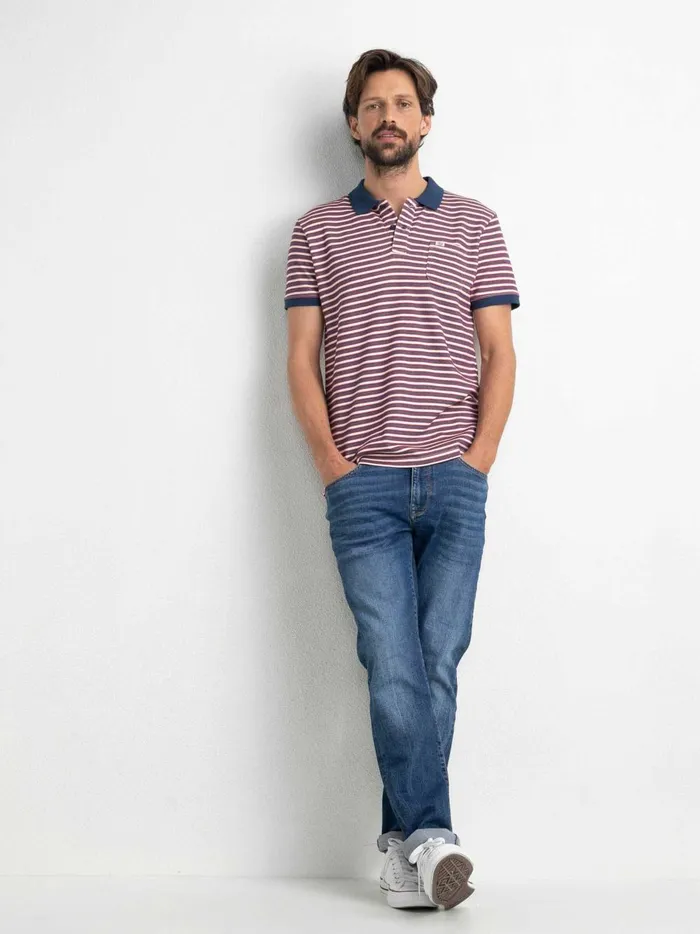 Men Polo Shirts Petrol Industries Striped Polo Shirt Fire Red