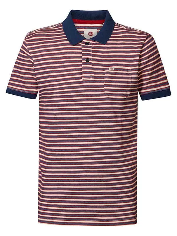 Men Polo Shirts Petrol Industries Striped Polo Shirt Fire Red