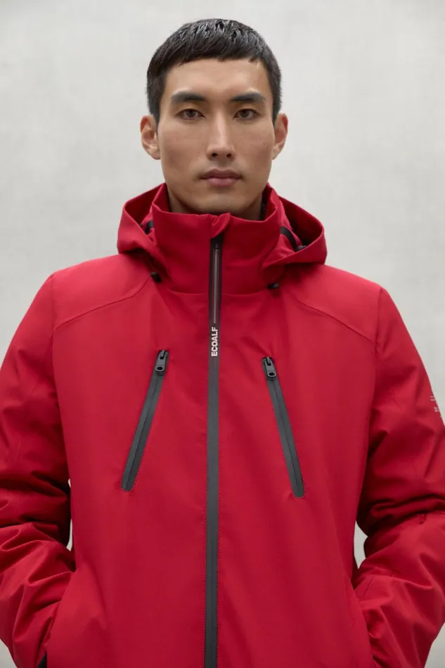 Men Red Eiger Jacket Ecoalf Coats And Jackets