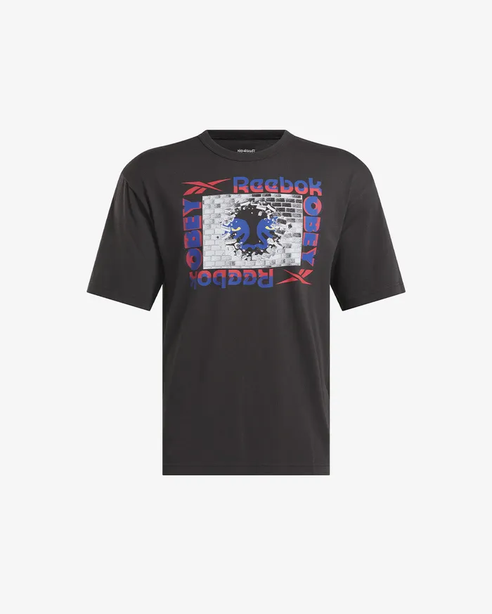 Men REEBOK x OBEY TSHIRT Chalk Washed Black TSHIRTS OBEY Clothing