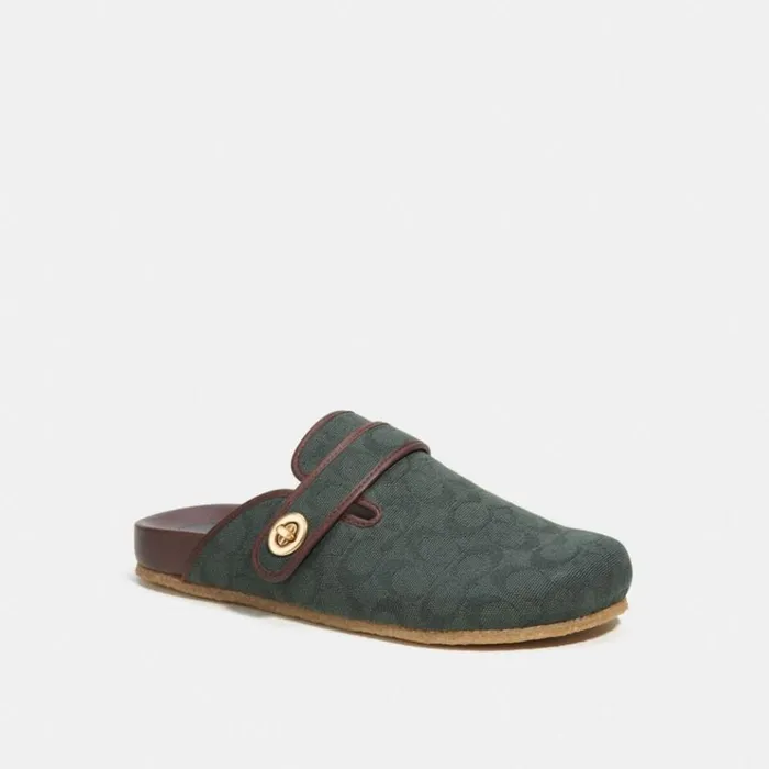 Men Sandals and Slides Coach Clog In Signature Jacquard Amazon Green