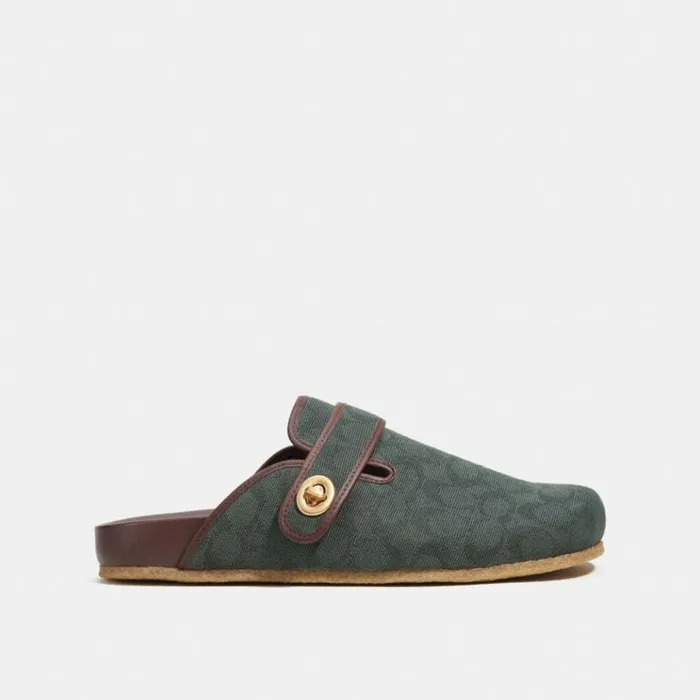 Men Sandals and Slides Coach Clog In Signature Jacquard Amazon Green