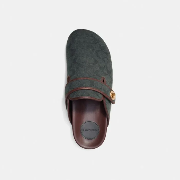 Men Sandals and Slides Coach Clog In Signature Jacquard Amazon Green