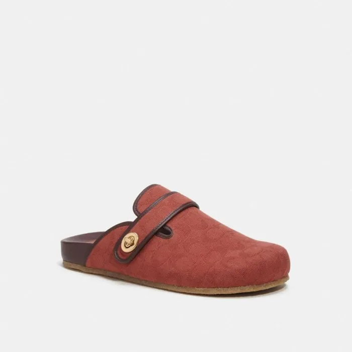 Men Sandals and Slides Coach Clog In Signature Jacquard Rust