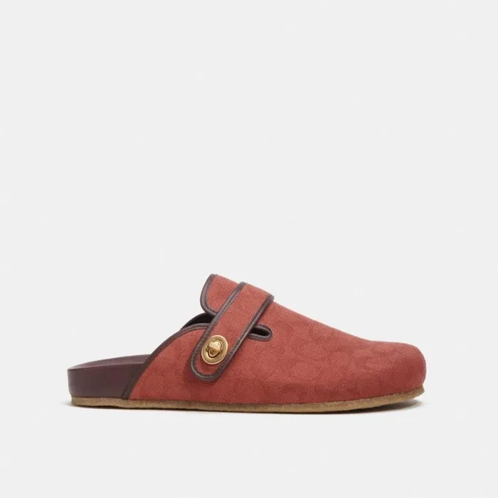 Men Sandals and Slides Coach Clog In Signature Jacquard Rust