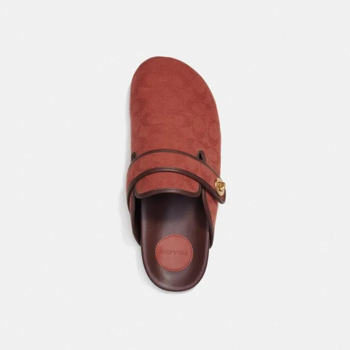 Men Sandals and Slides Coach Clog In Signature Jacquard Rust