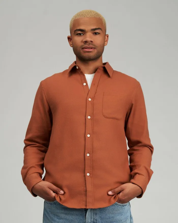 Men Shirts Colorful Standard Organic Flannel Shirt Seaside Blue