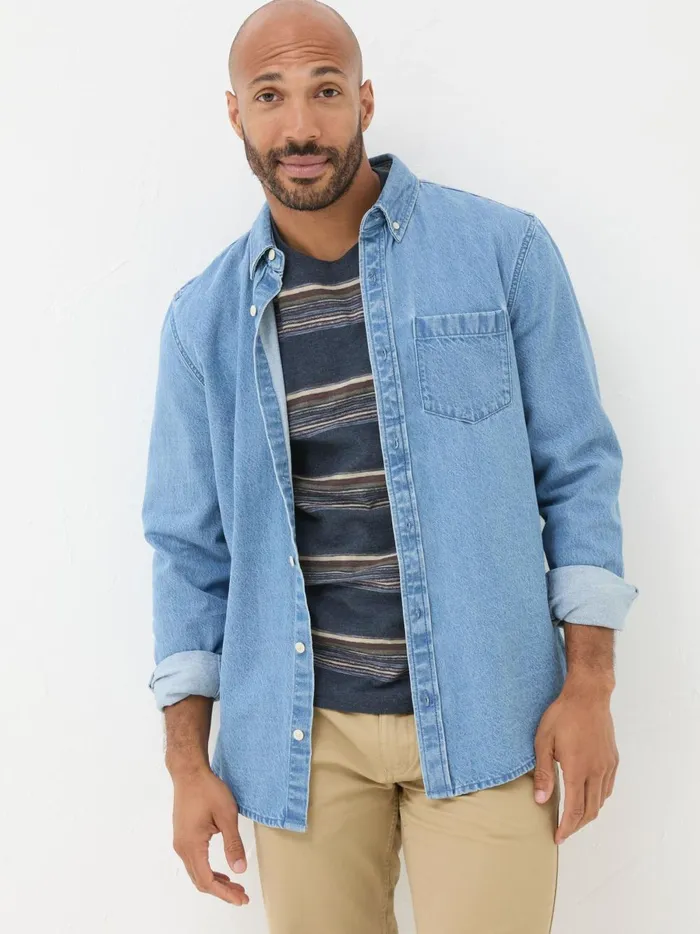 Men Shirts Fat Face Blue Denim Shirt