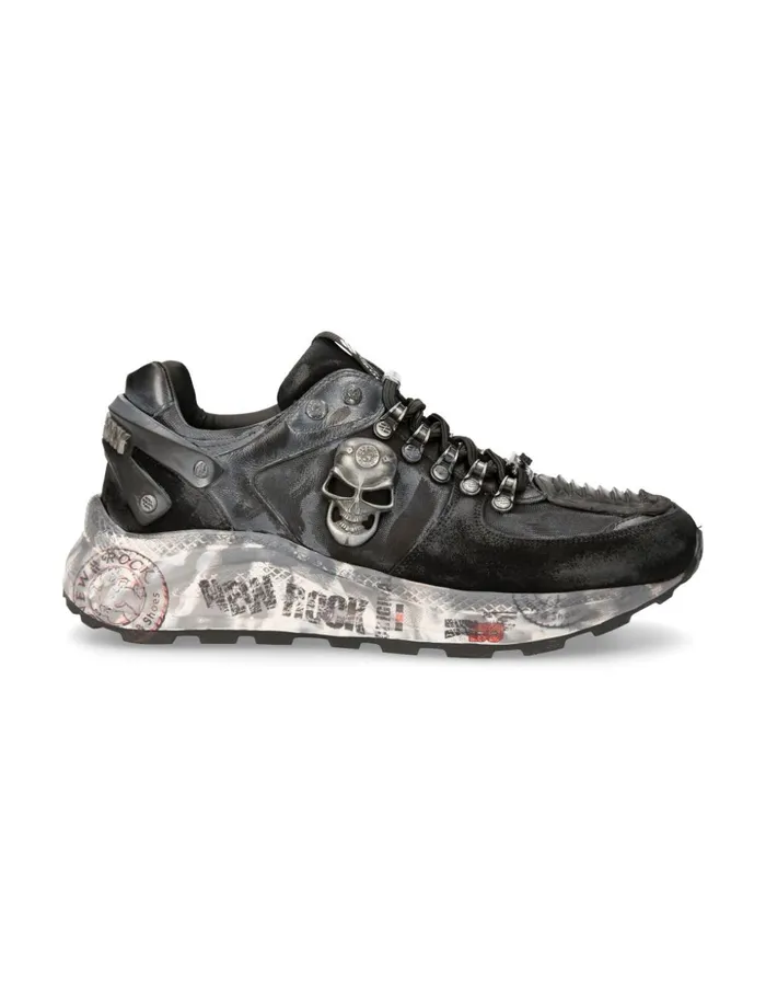 Men Shoe Black Chrono With Laces MChrono005S1 New Rock Sneakers Men Shoe Black Chrono With Laces MChrono005S1 New Rock Sneakers
