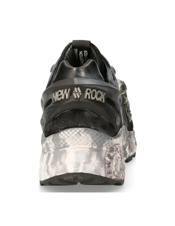 Men Shoe Black Chrono With Laces MChrono005S1 New Rock Sneakers Men Shoe Black Chrono With Laces MChrono005S1 New Rock Sneakers