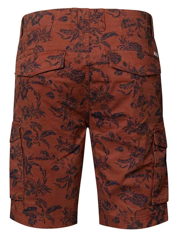 Men Shorts Petrol Industries AllOver Printed Cargo Shorts Rustic Brown