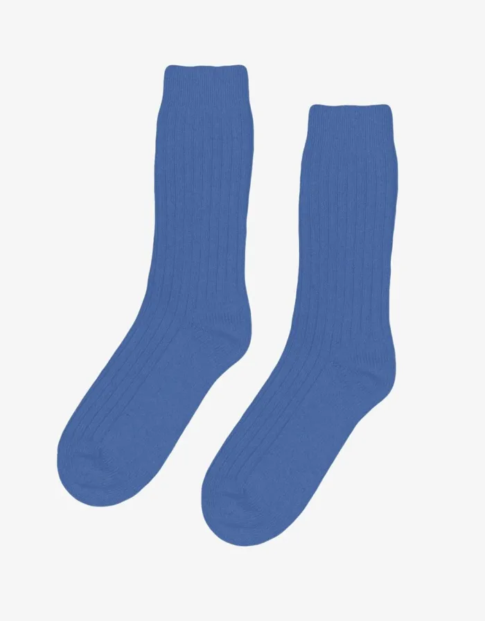 Men Socks and Colorful Standard Merino Wool Blend Sock Pacific Blue