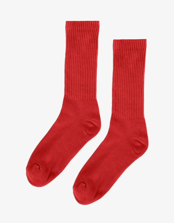 Men Socks and Colorful Standard Organic Active Sock Scarlet Red