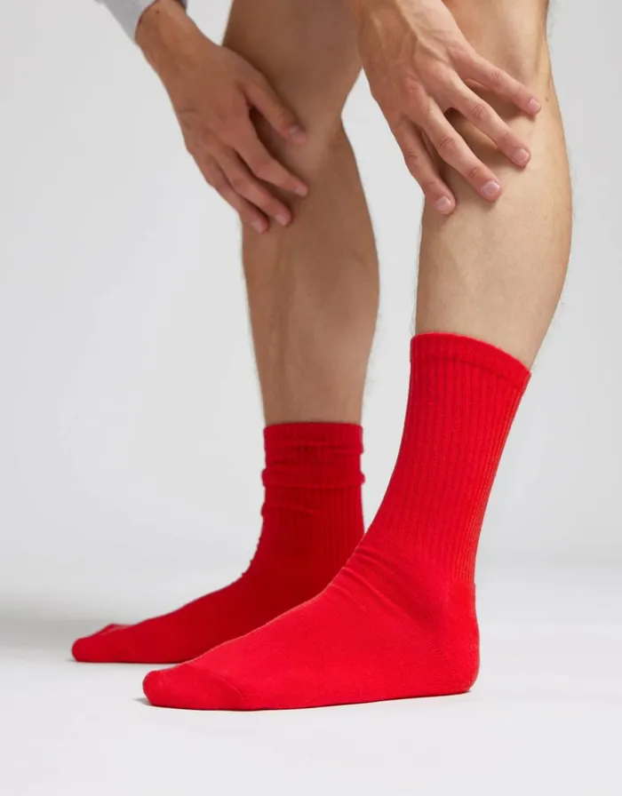 Men Socks and Colorful Standard Organic Active Sock Scarlet Red