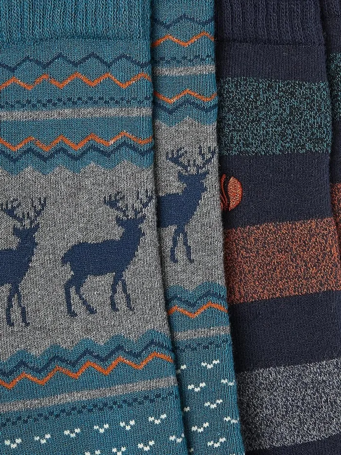 Men Socks Fat Face Blue Teal Stag Thermal Socks 2 Pack Men Socks Fat Face Blue Teal Stag Thermal Socks 2 Pack