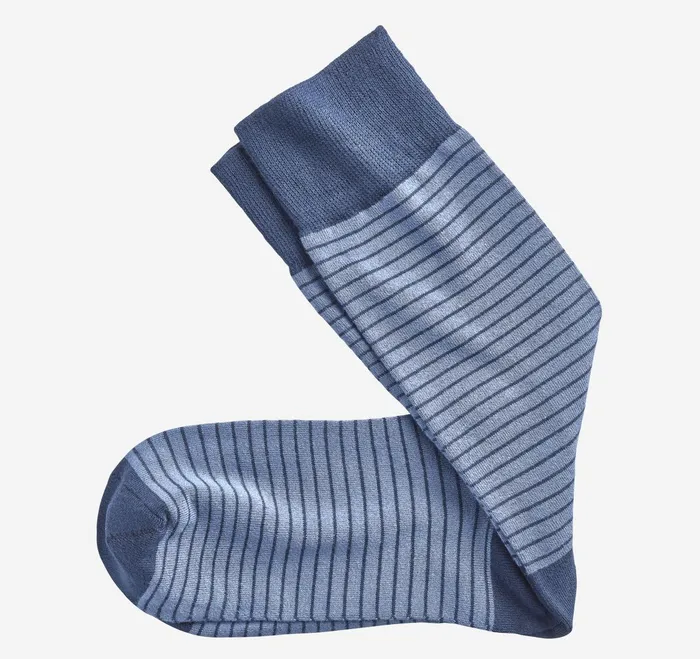 Men Striped Dress Socks Blue Stripe JohnstonandMurphy Socks