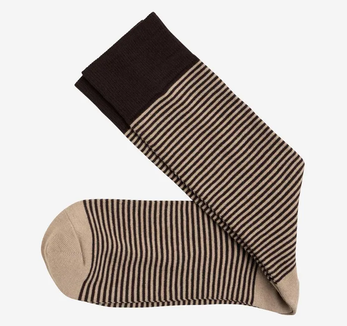Men Striped Dress Socks Brown Heathered Micro Stripe JohnstonandMurphy Socks