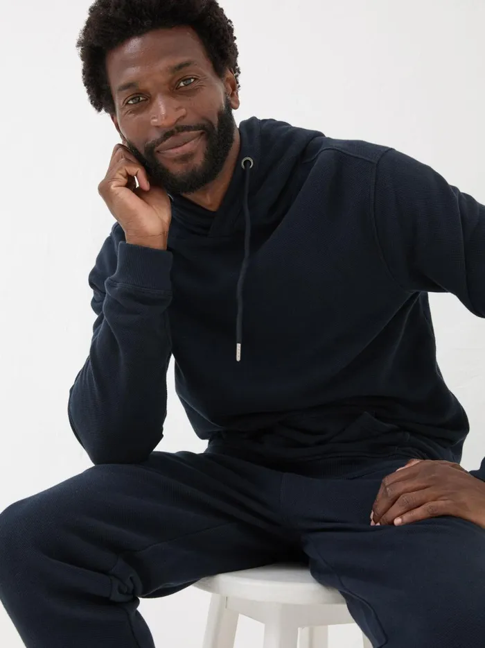 Men Sweatshirts and Hoodies Fat Face Navy Pique Hoodie