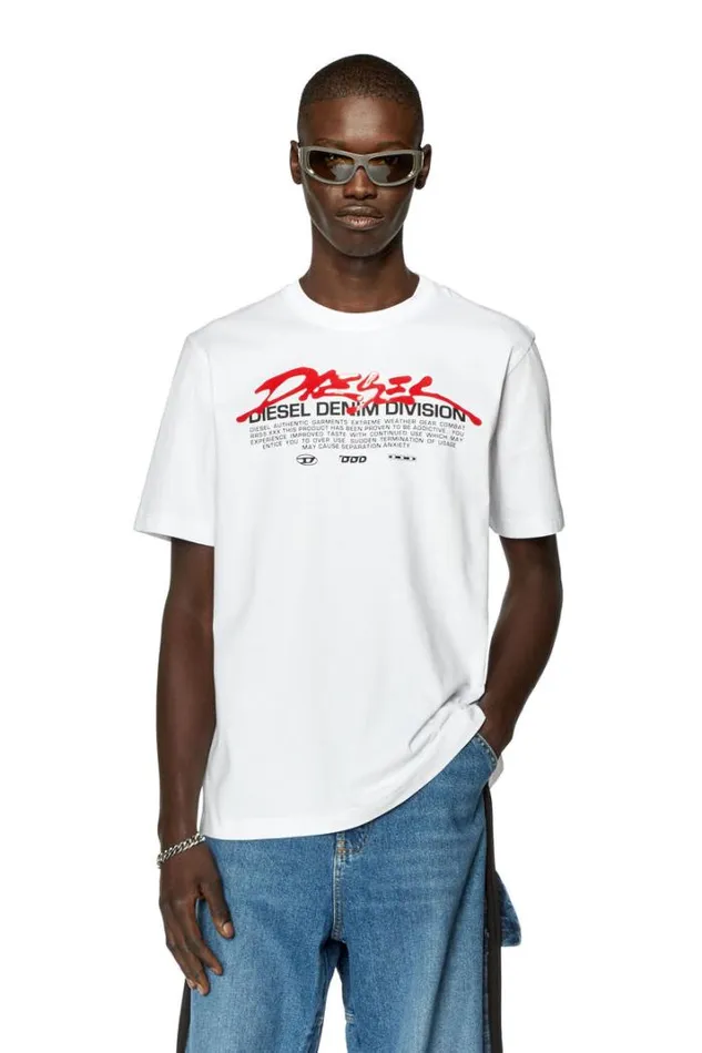 Men TJustL3 White Diesel Tshirts Men TJustL3 White Diesel Tshirts