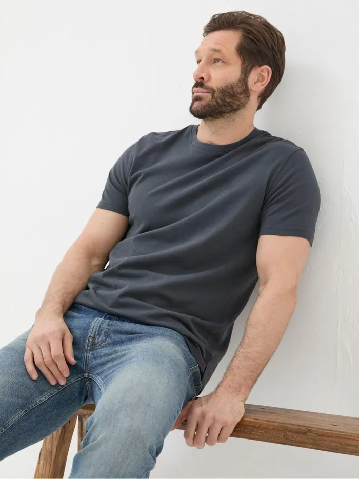 Men TShirts Fat Face Lulworth Dark Grey 100 Cotton Organic Crew TShirt