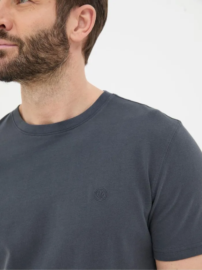 Men TShirts Fat Face Lulworth Dark Grey 100 Cotton Organic Crew TShirt