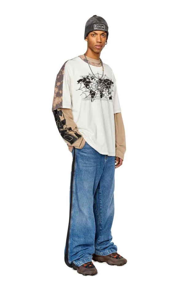 Men TWashbicol Pinkwhite Diesel Tshirts