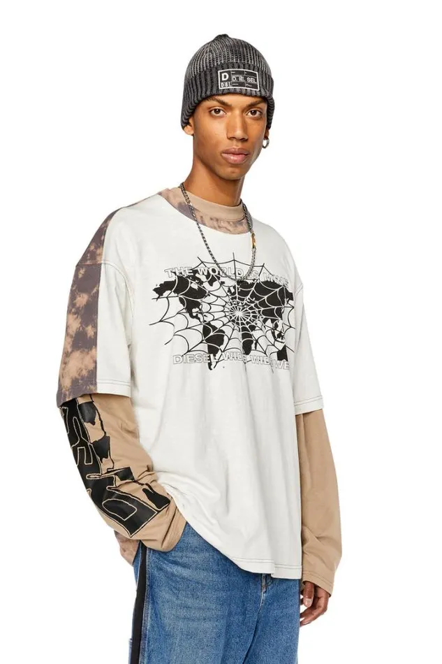 Men TWashbicol Pinkwhite Diesel Tshirts Men TWashbicol Pinkwhite Diesel Tshirts