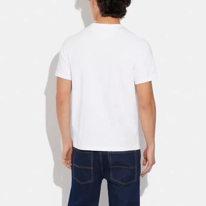 Men Tops and Bottoms Coach Essential Pocket T Shirt In Organic Cotton Whitecharcoal Signature Men Tops and Bottoms Coach Essential Pocket T Shirt In Organic Cotton Whitecharcoal Signature