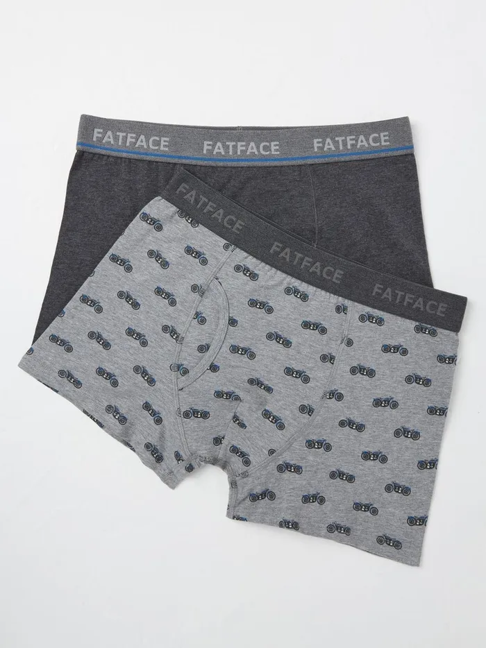 Men Underwear Fat Face Grey 2 Pack Of Motorbike Boxers
