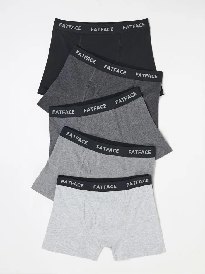 Men Underwear Fat Face Grey Plain Boxers 5 Pack