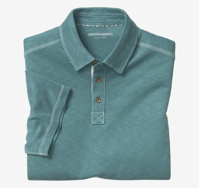 Men Vintage Slub Polo Green JohnstonandMurphy Polos and Tees