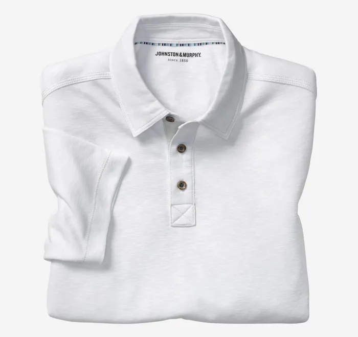 Men Vintage Slub Polo White JohnstonandMurphy Polos and Tees