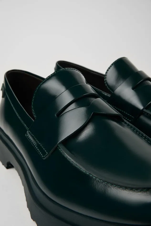 Men Walden Green Leather Loafers Camper Formal Shoes Men Walden Green Leather Loafers Camper Formal Shoes