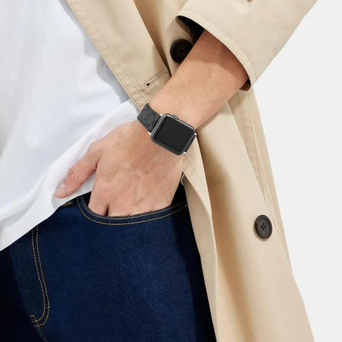 Men Watches Coach Apple Watch Strap 42 Mm And 44 Mm Black