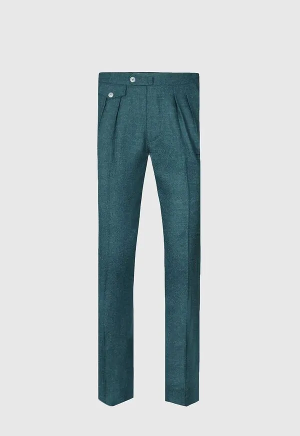Mens Paulstuart Shetland Wool French Pleat Trouser Crimson Dress Pants