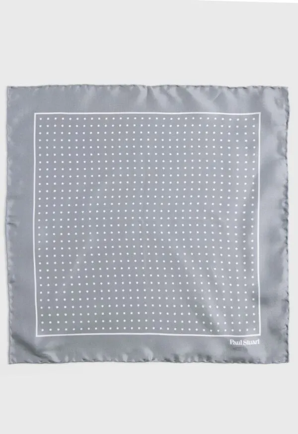 Mens Paulstuart Silk Twill Dot Print Pocket Square SilverWhite Pocket Squares Mens Paulstuart Silk Twill Dot Print Pocket Square SilverWhite Pocket Squares