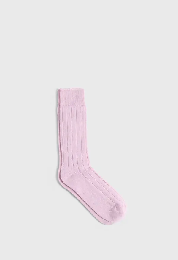 Mens Socks Paulstuart Cashmere Blend Ribbed Sock Brown Heather