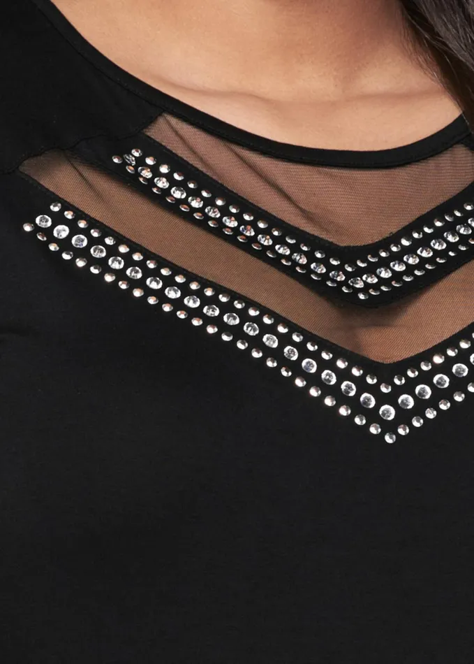 MESH INSET TOP Black Women VENUS Night Out Tops