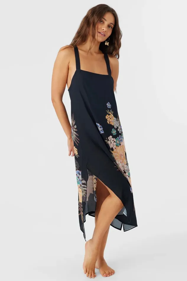 MIRANDA MACAW TROPICAL MIDI COVERUP DRESS Black Women O039NEILL Swim