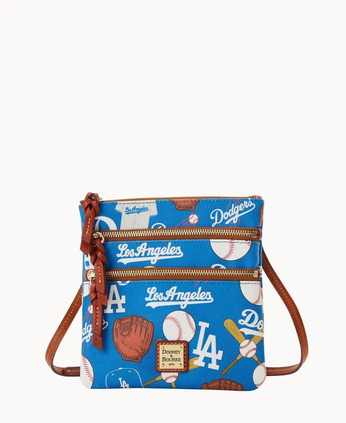 MLB Dodgers N S Triple Zip Crossbody Dodgers Woman Dooney and Bourke Crossbodies MLB Dodgers N S Triple Zip Crossbody Dodgers Woman Dooney and Bourke Crossbodies