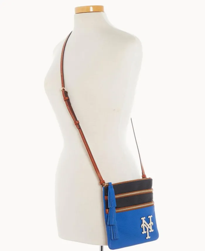 MLB Mets Triple Zip Crossbody Mets Woman Dooney and Bourke Crossbodies MLB Mets Triple Zip Crossbody Mets Woman Dooney and Bourke Crossbodies