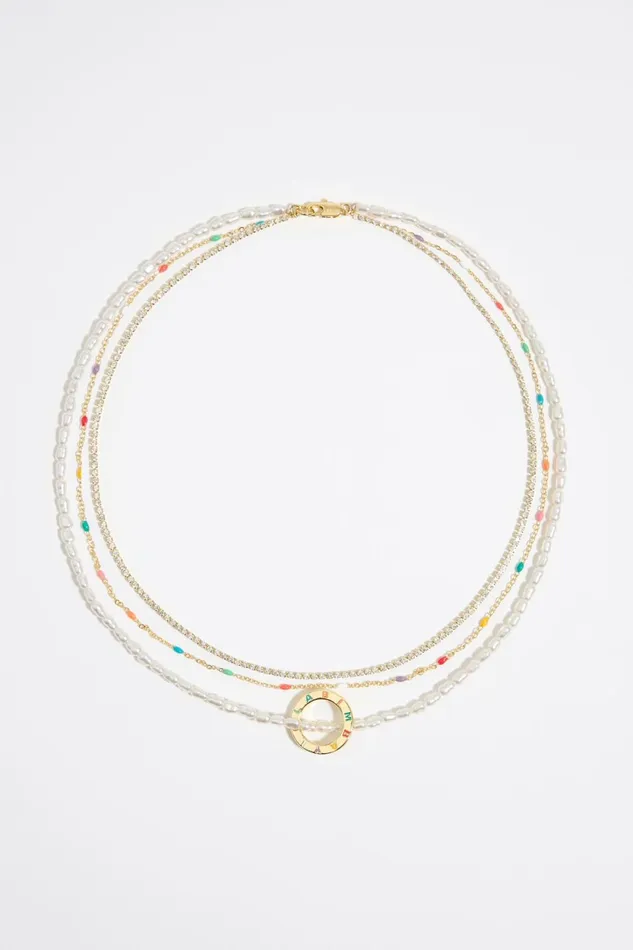 Multicolor Crystals Logo Necklace Gold Women Bimba Y Lola Jewelry