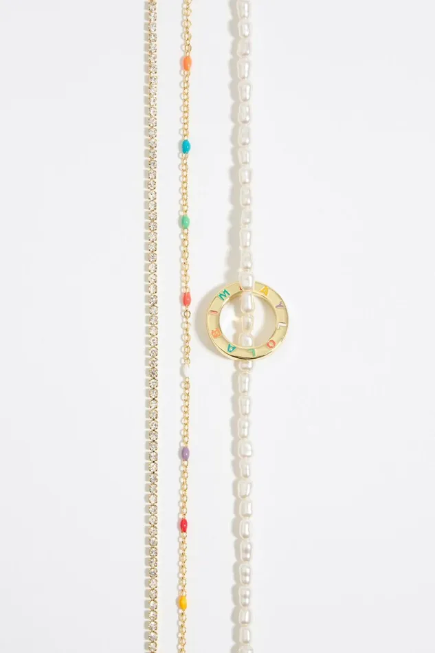 Multicolor Crystals Logo Necklace Gold Women Bimba Y Lola Jewelry Multicolor Crystals Logo Necklace Gold Women Bimba Y Lola Jewelry