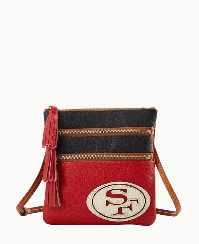 NFL 49ERS Triple Zip Crossbody 49ers Woman Dooney and Bourke Crossbodies