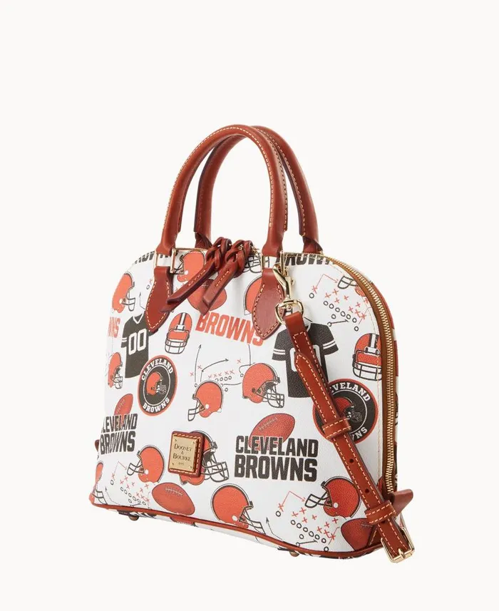 NFL Browns Zip Zip Satchel Browns Woman Dooney and Bourke Satchels NFL Browns Zip Zip Satchel Browns Woman Dooney and Bourke Satchels